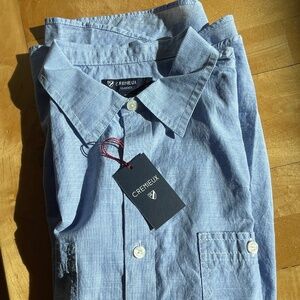 Cremieux mens blue large open weave lightweight casual shirt short sleeves